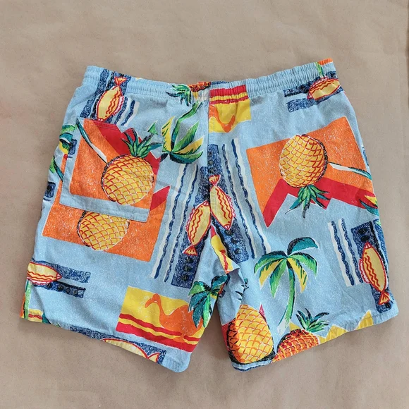 Unique Vintage Pineapple Print Men's Swim Shorts L - Picture 5 of 8